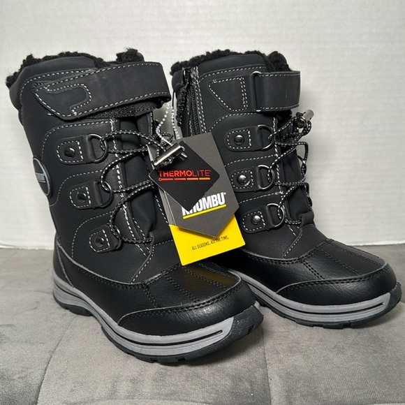 Kids Khombu Thermolite Black Waterproof Winter Boot Size 12 - Picture 1 of 16